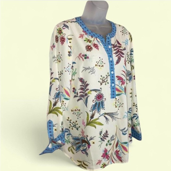 Talbots Floral Long Sleeve Blouse Large petite - Picture 2 of 12